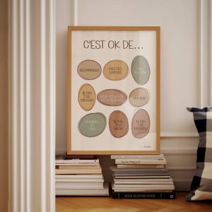 Infographie composée d’ovales irréguliers de couleur ensoleillées (orangé, rosé, vert sauge, jaune) avec une liste de messages de ce qu’il est OK de faire