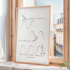 French mental health motivational poster - Printable wall art - Therapist and school psychologist office decor