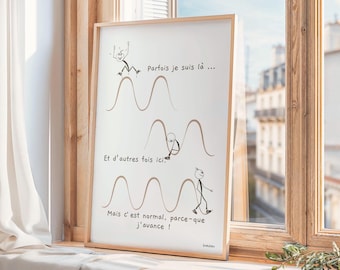 French mental health motivational poster - Printable wall art - Therapist and school psychologist office decor