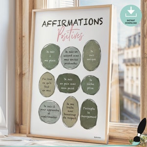 Affiche d'affirmation positive français pour enfant, décor salle de classe, de jeux, chambre d’enfant, bureau thérapeute, maison