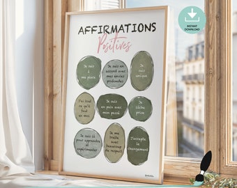 French positive affirmation poster for children, classroom decor, playroom, kid's room, therapist office, home