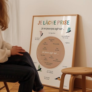 Art mural Je lâche prise, Affiche Santé mentale en français, Décor de Psychologue, Affiche thérapeute, Sophrologue, Art mural imprimable