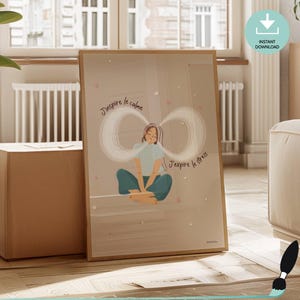 Affiche Soulagement anxiété enfant en français, Illustration exercice de respiration, Affiche yoga, Guide cohérence cardiaque, ikinotesdebéa