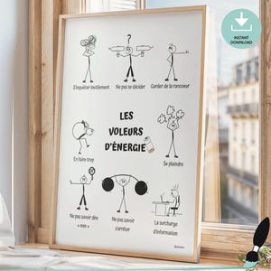 Affiche motivation santé mentale français - Art mural imprimable - Décor bureau thérapeute et psychologue scolaire