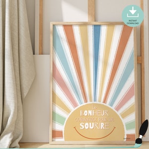 Poster mit positivem Zitat – Glücks- und Motivationsdruck – Mehrfarbige Wandkunst – Schlafzimmerdekor – Geschenke für Sie und Ihre Tochter