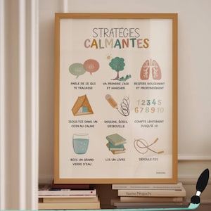 French Therapy Poster, Calming Strategies Print, Therapy Office Decor, Kid CBT, Mental Health Poster