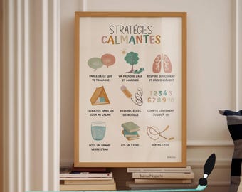 French Therapy Poster, Calming Strategies Print, Therapy Office Decor, Kid CBT, Mental Health Poster