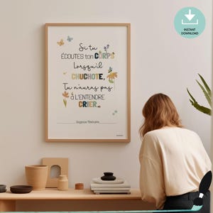 Plakat z cytatem kinezjologa po francusku, Cytat motywacyjny, Prezent dla terapeuty, Dekoracja biura, Terapeuta zajęciowy, Sztuka ścienna kinezjologa