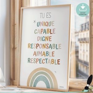 Boho French Calming Corner Plakat - Sztuka ścienna dla dzieci na temat zdrowia psychicznego - Uspokajanie - Dekoracja doradcy, pracownik socjalny