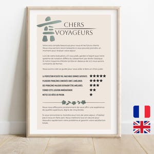 Printable Airbnb French and English welcome sign - Star rating guide - Rental information poster