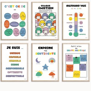 6 carteles educativos en francés con arcoíris, juego de decoraciones para el aula, carteles Montessori para niños pequeños y para la educación en el hogar