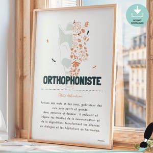 Definizione di logopedista, decorazione murale per logopedia in francese, decorazioni per ufficio per logopedia, regalo per logopedista, decorazione murale floreale con laringe