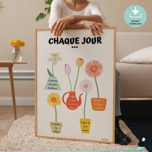 French Positive Affirmation Poster, Therapy Office Decor, Mental Health, Calming Corner, School Psychology, CBT, Sophrologist Gift