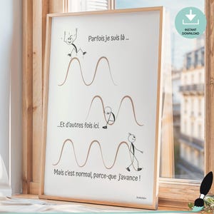 Französisches Motivationsposter für psychische Gesundheit - Druckbare Wandkunst - Bürodekoration für Therapeuten und Schulpsychologen