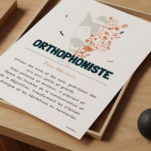 Stampa murale sulla logopedia in francese, poster sulla definizione di logopedista, decorazione per ufficio, regalo per logopedista, Ikinotesdebéa