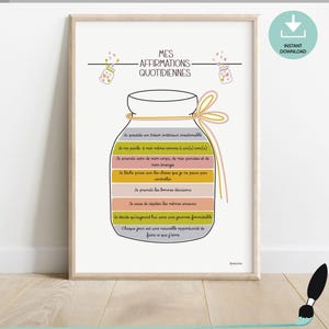 Affiche affirmations quotidiennes français imprimable, Affiche positive de thérapie, Décor pour chambre coquette, Cadeau de psychologue
