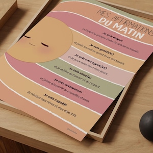 Morgenaffirmationen für Kinder, Poster auf Französisch, kognitive Verhaltenstherapie, Poster zur psychischen Gesundheit auf Französisch, Bürodeko für Psychologen, Kinderzimmer
