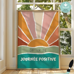 Arte de parede francesa sobre saúde mental, pôster positivo, arte para impressão, decoração de escritório de saúde mental, arte para escritório de terapia