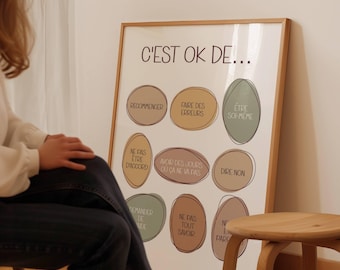 French Mental Health Poster Print - Therapy Wall Art - CBT - Therapy Office Decor - School Psychologist - Positive Affirmation