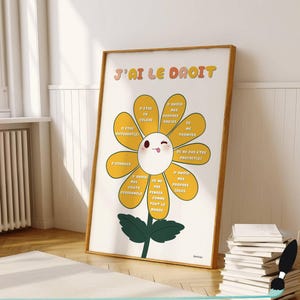 French affirmation poster, kid's mental health, Classroom decor, Therapy office poster, School psychologist gift
