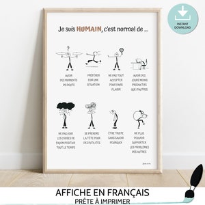 Feuille de travail pour la santé mentale français : affiche TCC, décor bureau thérapie, conseiller scolaire, psychologue, travail social