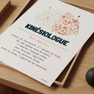 Definizione di kinesiologo, stampa artistica da parete di kinesiologia in francese, decorazione per ufficio per terapia, regalo per kinesiologo, regalo di laurea