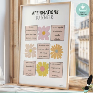Affiche d'affirmation positive en français, Décor inspirant bureau thérapie, Chambre coquette, Cadeau de sophrologue, Art mural imprimable