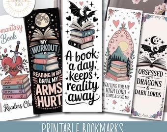 Printable Romantasy Bookmarks, Romantasy Bookmark PNG, Printable Dragon Bookmarks, Dragon Bookmark PNG, Commercial Use Bookmarks