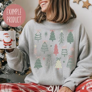 Festive Christmas Tree Sweatshirt, Grey Holiday Pullover, Women's Cozy Winter Apparel, Casual Xmas Jumper