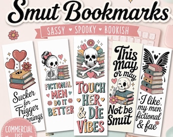 Printable Smut Bookmarks, Printable Dark Romance Bookmarks, Commercial Use Bookmark Files, Bookmark PNG Files