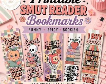 Afdrukbare roetvlek romantiek bladwijzers, retro pastel boek minnaar cadeau (digitale download)