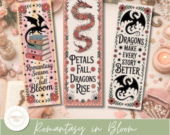 Romantasy Bookmarks, Dragon Bookmarks, Fantasy Bookmarks, Romantasy Gifts, Bookish Gifts, Reading Gifts