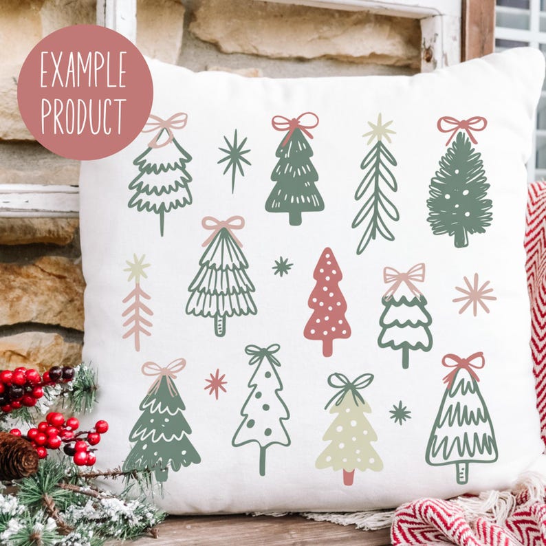 Christmas Tree Pillow, Festive Holiday Cushion, Decorative Winter Throw Pillow, Home Decor