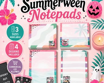Summerween Notepad PNG, Printable Summerween Notepad, Summerween Sticky Note PNG, Printable Summerween Sticky Notes, Commercial Use Notepads