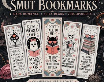 Printable Smut Bookmarks, Printable Dark Romance Bookmarks, Commercial Use Bookmark Files, Bookmark PNG Files