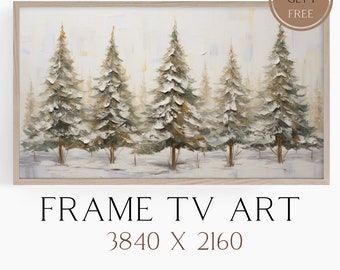 Winter Frame TV Art, Christmas Trees Frame TV Art, Winter Landscape Frame TV Art, Samsung Frame Tv Art Winter Trees, Rustic Winter Frame Art