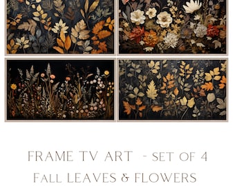 Fall Frame TV Art, Autumn Frame TV Art, Thanksgiving Frame TV Art, Fall Leaves Frame Tv Art, Fall Flowers Fall Tv Art, Dark Floral Tv Art