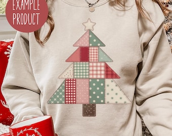 Quilted Christmas Tree PNG SVG JPG, Patchwork Christmas Tree Png, Preppy Christmas Tree Png, Farmhouse Christmas Tree Png, Christmas Png