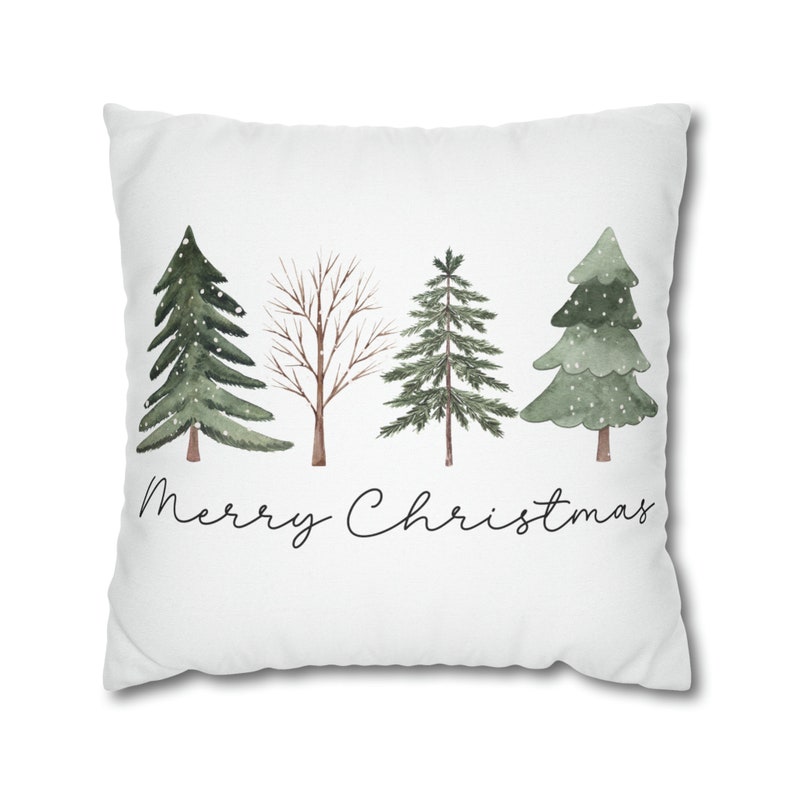 Christmas Pillow Cover, Christmas Pillows, Farmhouse Christmas Pillow Cover, Rustic Christmas Pillows, Christmas Home Decor, Christmas Trees image 2