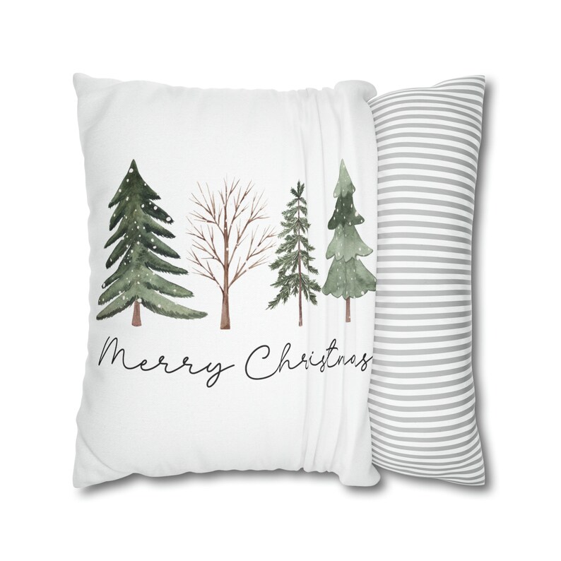 Christmas Pillow Cover, Christmas Pillows, Farmhouse Christmas Pillow Cover, Rustic Christmas Pillows, Christmas Home Decor, Christmas Trees image 3