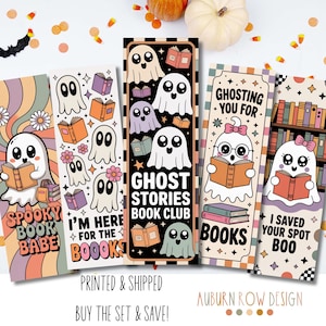 Halloween Bookmarks, Ghost Bookmarks, Retro Ghost Bookmarks, Spooky Bookmarks, Bookish Gifts, Book Lover Gifts, Book Accessories