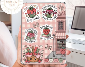 Bookish Kindle Insert, Strawberry Kindle Insert, Berry Kindle Insert, Kawaii Kindle Insert, Kindle Case Insert, Printable Kindle Insert