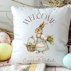 Copricuscino pasquale, Cuscini pasquali, Cuscino decorativo pasquale, Copricuscino coniglietto pasquale, Decorazioni per la casa a forma di coniglietto pasquale, Decorazioni per la casa pasquali