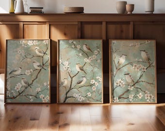 Chinoiserie Printable Wall Art, Chinoiserie Wall Art, Chinoiserie Print, Bird Printable Wall Art, Grandmillenial Art, Grandmillenial Decor