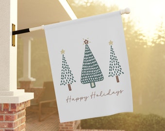 Christmas House Flag, Christmas Garden Flag, Happy Holidays Garden Flag, Happy Holidays House Flag, Christmas Outdoor Decor, Christmas Decor