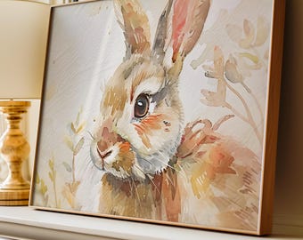 Easter Bunny Printable Art, Easter Bunny Art Prints, Easter Printable Art, Easter Art Prints, Watercolor Easter Art Prints