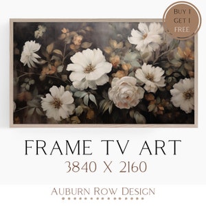 Dark Floral Frame TV Art, Floral Frame TV Art, Vintage Floral Frame TV Art, Vintage Frame Tv Art, Neutral Floral Frame Tv Art, Frame Tv Art