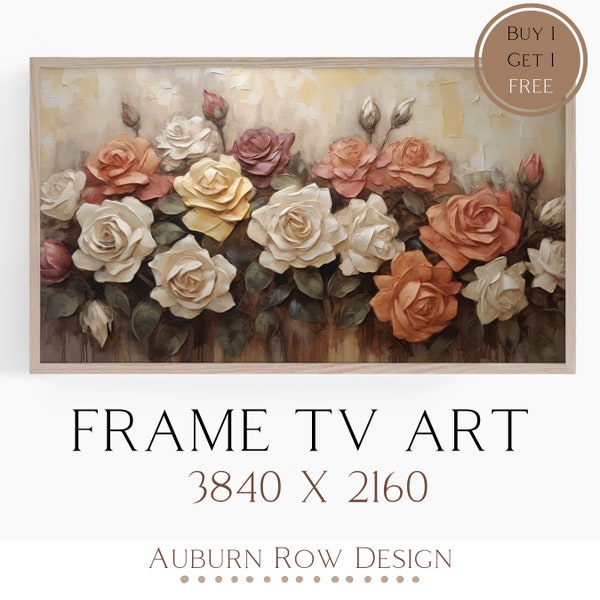 Roses Frame TV Art, Neutral Roses Frame TV Art, Floral Frame TV Art, Rustic Roses Floral Frame Tv Art, Samsung Frame Tv Art, Frame Tv Art