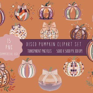 Disco Pumpkin Clipart, Disco Pumpkin PNG, Pumpkin Clipart, Retro Pumpkin Clipart, Retro Fall Clipart, Retro Halloween Clipart, Halloween PNG