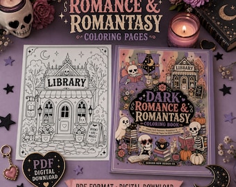 Dark Romance Coloring Pages, Smut Coloring Pages, Romantasy Coloring Pages, Spooky Cute Coloring Pages, Bookish Coloring Pages